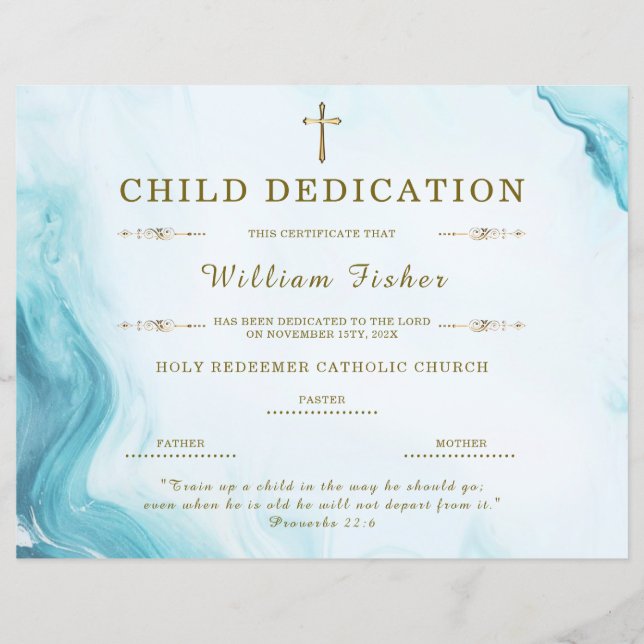 Editable Child Dedication Certificate Template (Front)