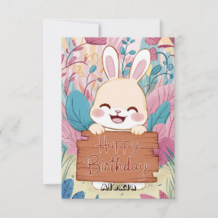 Editable Children Bunny Digital Birthday  Card