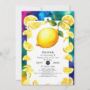 Editable Children Lemon Birthday Invitation