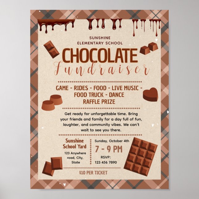 Editable chocolate fundraiser flyer poster (Front)