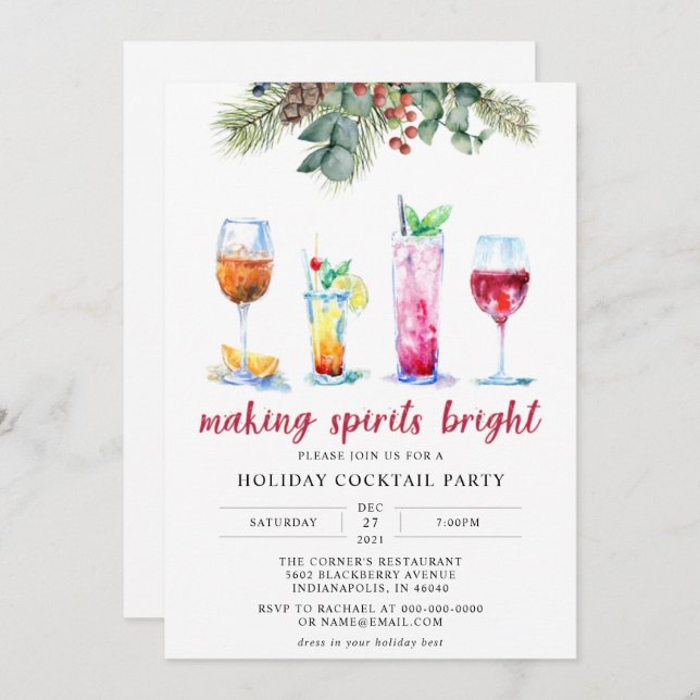 EDITABLE Christmas Cocktail Party Invitation (Front/Back)