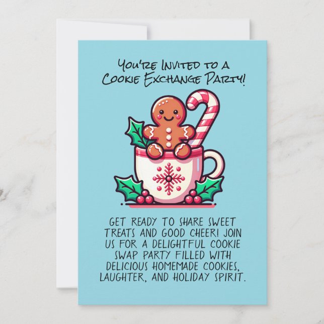  Editable Christmas Cookie Exchange Party Custom Invitation (Front)
