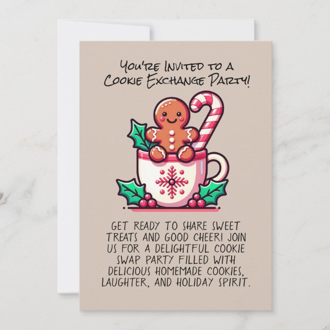  Editable Christmas Cookie Exchange Party Custom Invitation (Front)