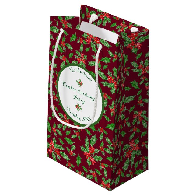 Editable Christmas Cookie Party Merry Christmas Small Gift Bag (Back Angled)