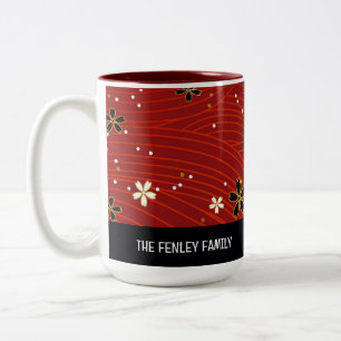 Editable Christmas Flowers Two-Tone Coffee Mug