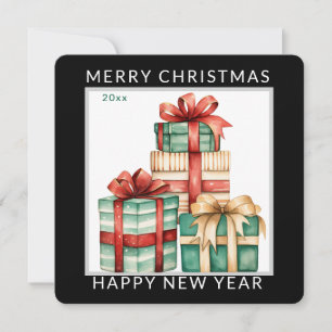 Editable Christmas Gift Wrapped Presents Holiday Card