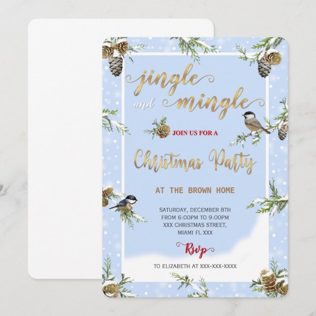 Editable Christmas Holiday Invitation (Front/Back)