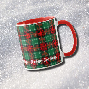 Editable Christmas Holiday Red Green Plaid Mug