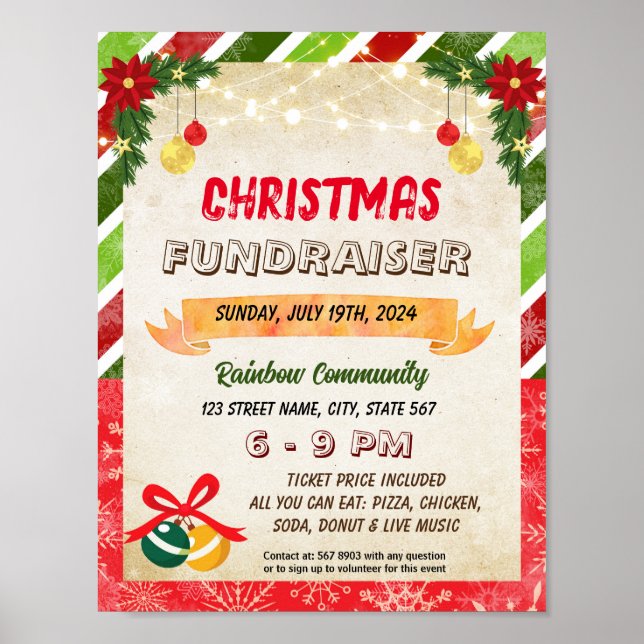 Editable Christmas ornament Fundraiser Flyer Poster (Front)