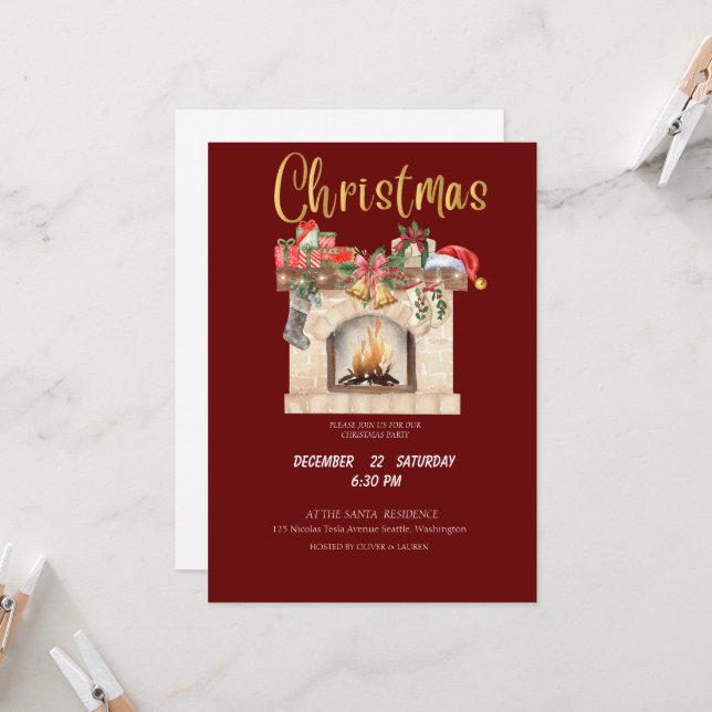 Editable Christmas Party invitation (Front/Back In Situ)