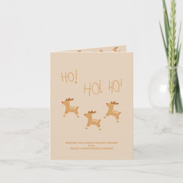 Editable Christmas Reindeer Greeting Card (Front)