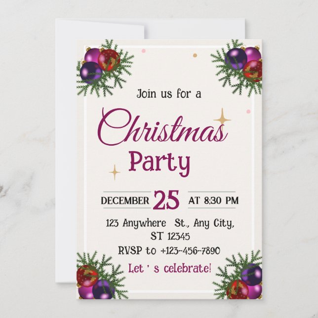 Editable Christmas Tree Invitation (Front)