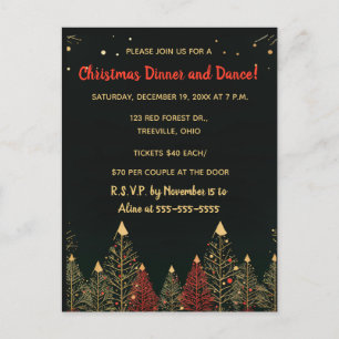 Editable Christmas Trees and Snow Christmas Party Invitation Postcard
