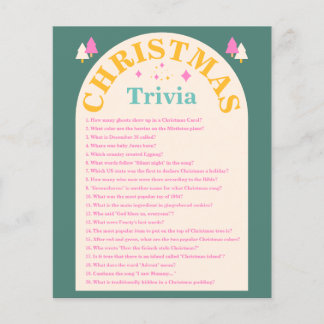 Editable, Christmas trivia, Holiday game card