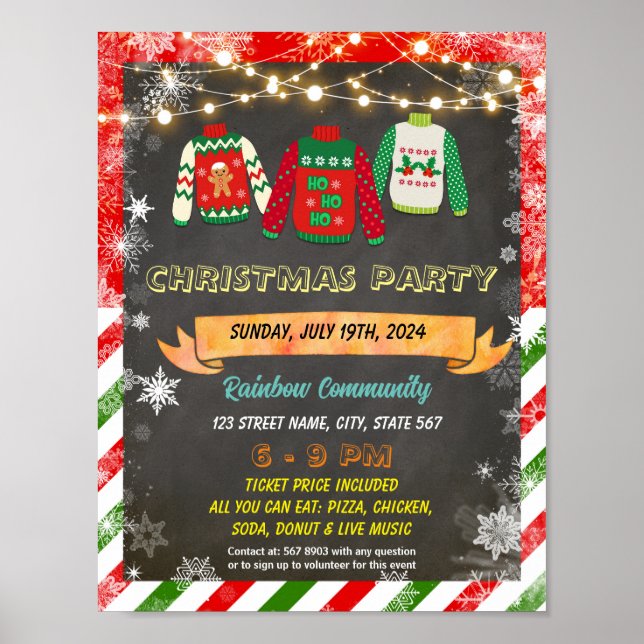 Editable Christmas ugly sweater flyer Poster (Front)