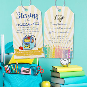 Editable Church Backpack Blessing Back to School Gift Tags