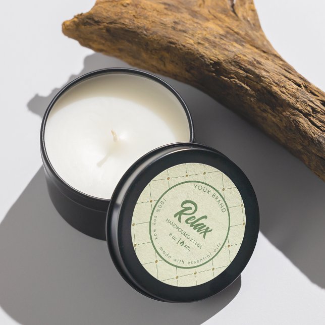 Editable Circle Candle Label Design in Retro Green (Creator Uploaded)