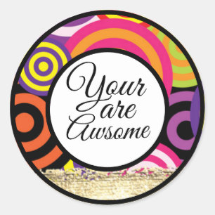 editable circle style frame  classic round sticker