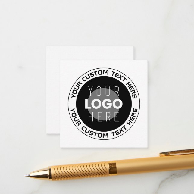 Editable Circular Text & Replaceable Logo | B&W Enclosure Card (Front/Back In Situ)