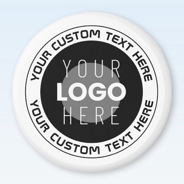 Editable Circular Text & Replaceable Logo | B&W Magnet (Creator Uploaded)