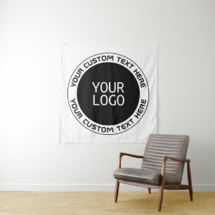 Editable Circular Text & Replaceable Logo   B&W Tapestry
