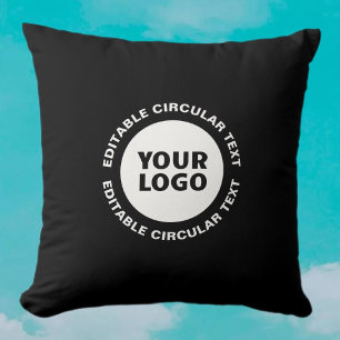 Editable Circular Text Template & Your Logo Cushion