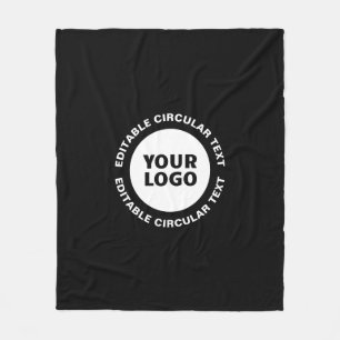 Editable Circular Text Template & Your Logo Fleece Blanket