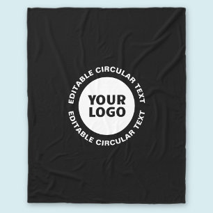 Editable Circular Text Template & Your Logo Fleece Blanket