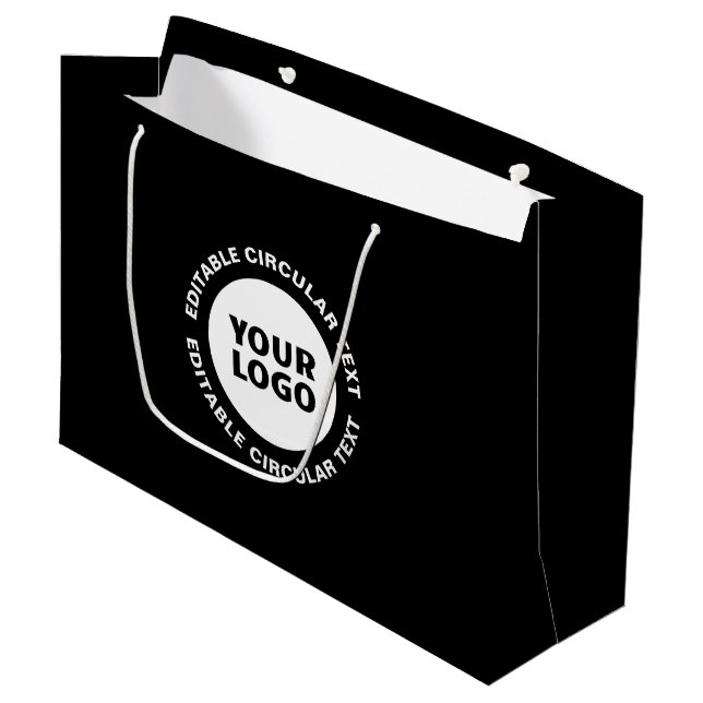 Editable Circular Text Template & Your Logo Large Gift Bag (Front Angled)