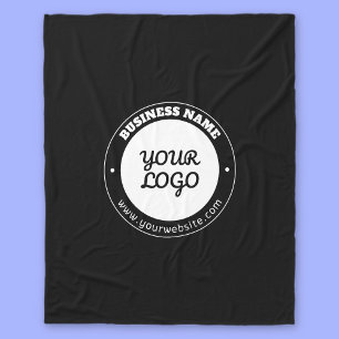 Editable Circular Text & Uploaded Logo Template Fleece Blanket