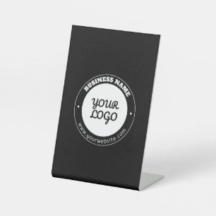 Editable Circular Text & Uploaded Logo Template  Pedestal Sign