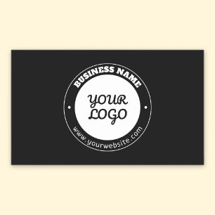 Editable Circular Text & Uploaded Logo Template Rectangular Sticker