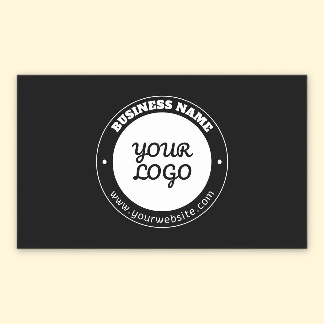 Editable Circular Text & Uploaded Logo Template  Rectangular Sticker (Creator Uploaded)