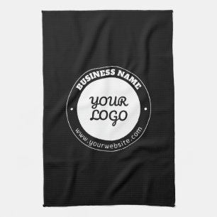 Editable Circular Text & Uploaded Logo Template Tea Towel