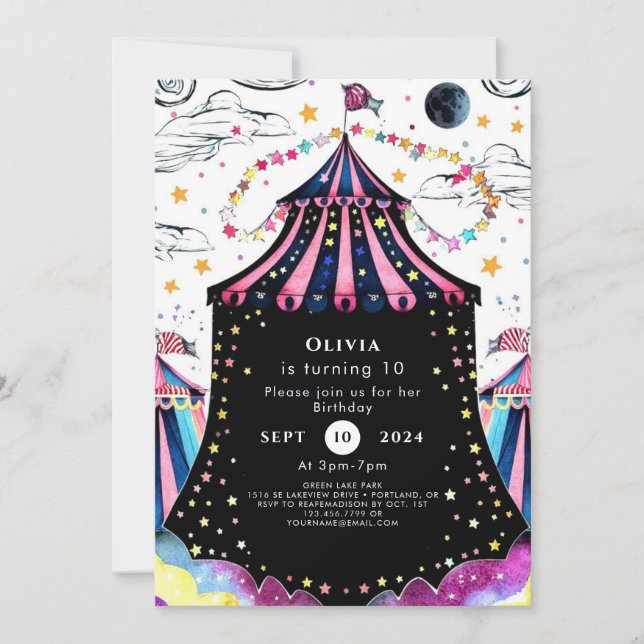  Editable Circus Birthday Invitation (Front)