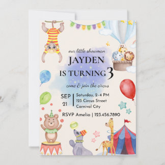 Editable Circus Birthday Invitation