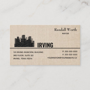 Editable City Skyline Linen Business Business Card