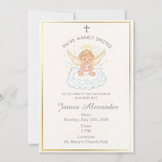 Editable Classic Baby Baptism Invitation
