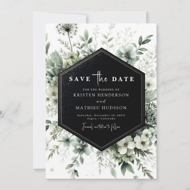 Editable Classic Floral Sage Green Wedding Save The Date (Front)