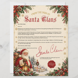 Editable Classic North Pole Santa Christmas Letter Custom Letterhead