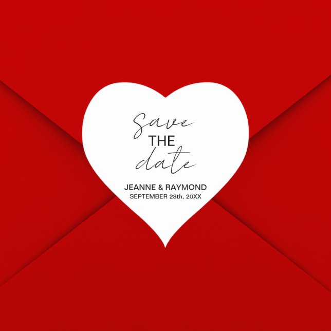 Editable Clean Save the date Wedding Announcement  Heart Sticker (Creator Uploaded)