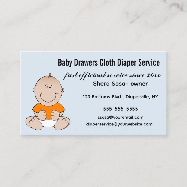 Editable Cloth Diaper Servce Business Card (Front)