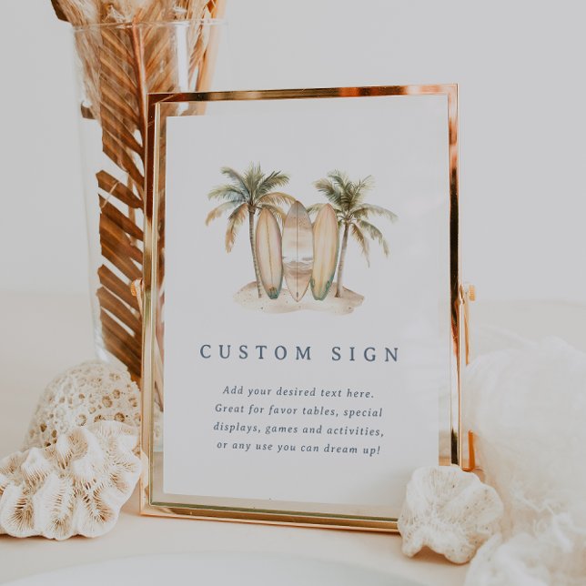 Editable Coastal Surf Baby Shower Sign Template (Creator Uploaded)