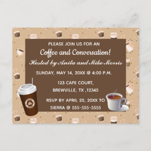 Editable Coffee and Conversation Invitation  Postcard