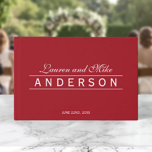 Editable Color Elegant Lines Couple Name Wedding Guest Book