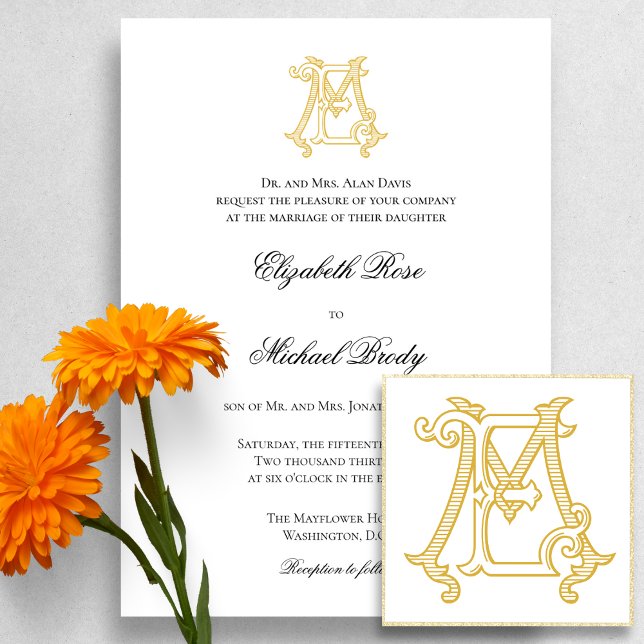 EDITABLE COLOR EM Monogram ME Monogram Invitations (Creator Uploaded)