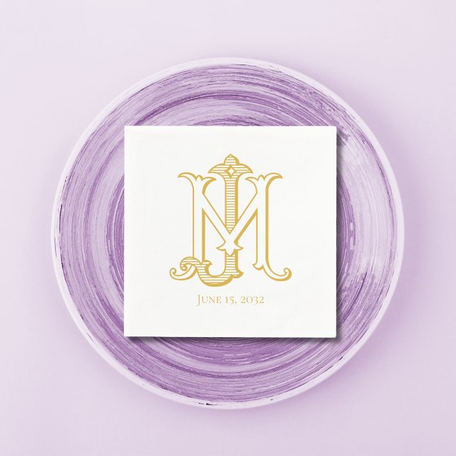 EDITABLE COLOR JM Monogram MJ Monogram Napkins (Creator Uploaded)