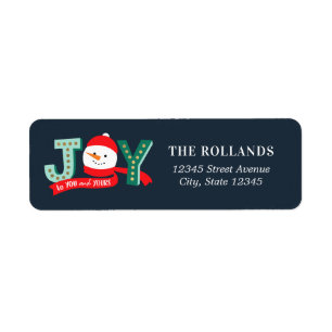 EDITABLE COLOR Joyful Snowman Holiday Address Return Address Label