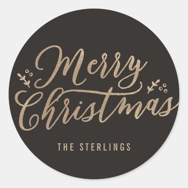 EDITABLE COLOR Merry Christmas Sticker or Label (Front)