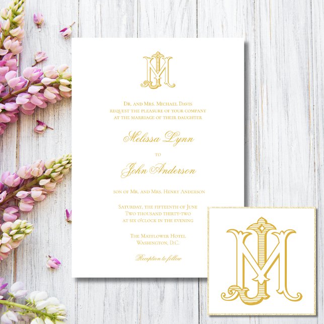 EDITABLE COLOR MJ Monogram JM Monogram Invitation (Creator Uploaded)